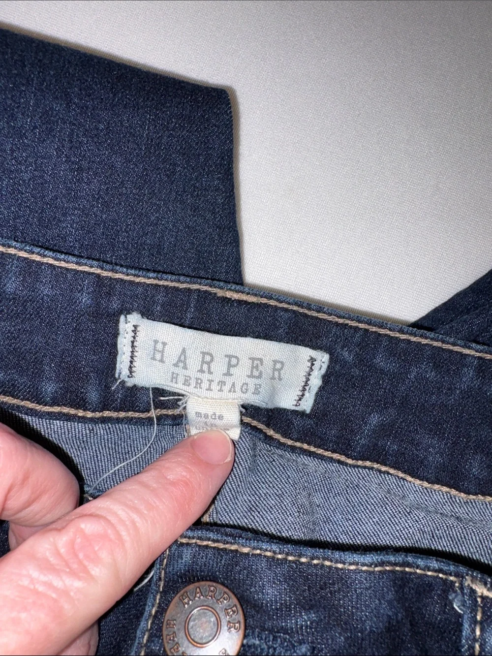 Harper Heritage High Rise Flare jeans button fly straight leg dark wash Size 28